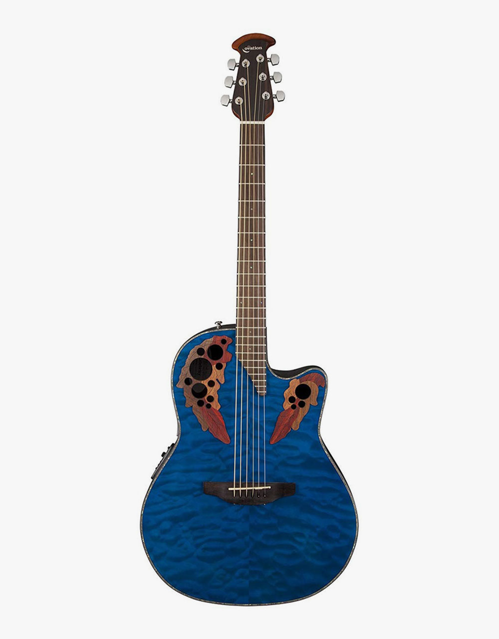 Электроакустическая гитара Ovation CE44P-8TQ Celebrity Elite Plus Mid Cutaway Trans Blue Quilt Maple - купить в "Гитарном Клубе"