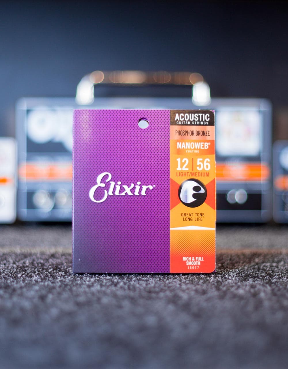 Струны для акустической гитары Elixir Nanoweb 16077, 12-56 - купить в "Гитарном Клубе"