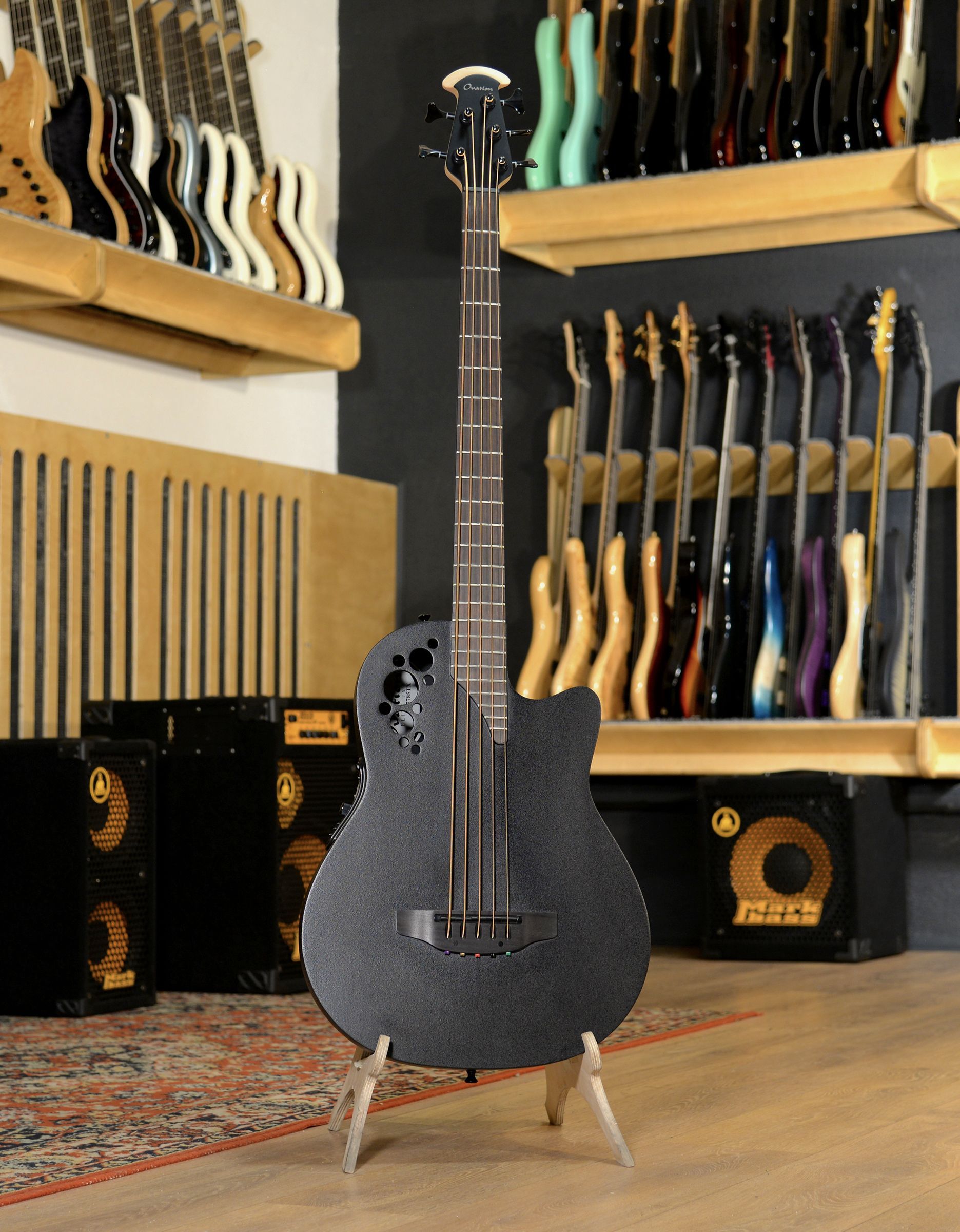 Электроакустическая бас-гитара Ovation B7785TX-5 ELITE Mid Cutaway Black Textured - купить в "Гитарном Клубе"