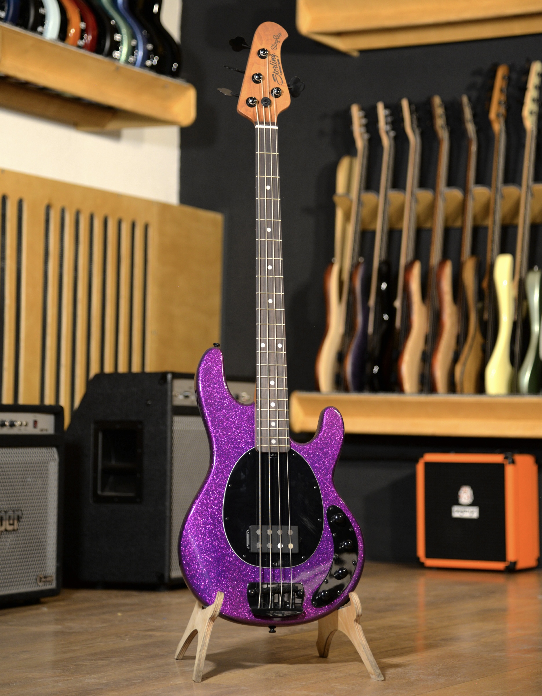 Бас-гитара Sterling StingRay Purple Sparkle - купить в "Гитарном Клубе"