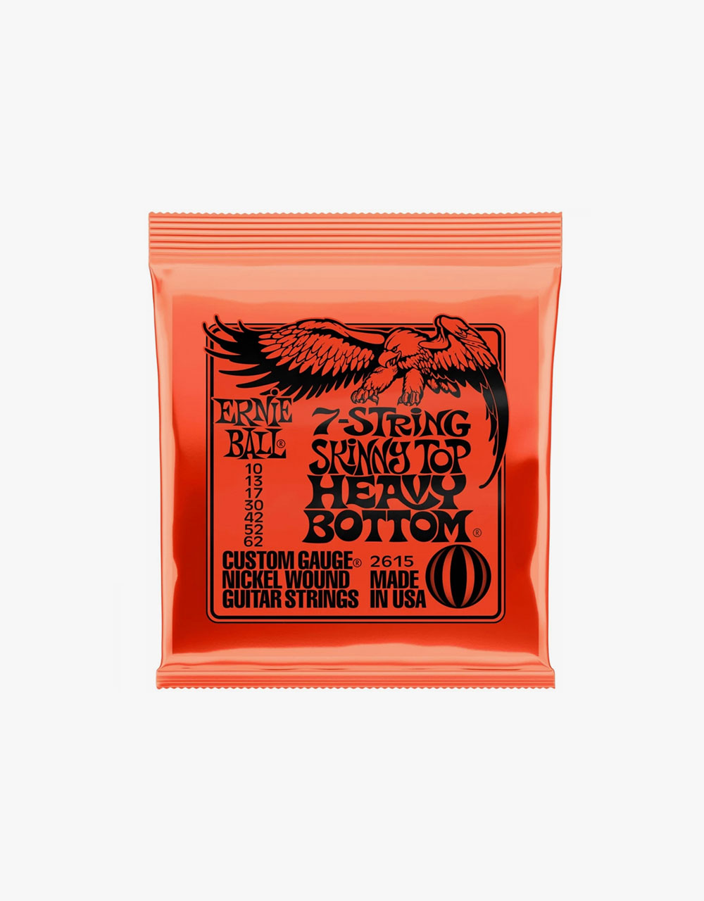 Струны для 7-струнной электрогитары Ernie Ball 2615 Slinky Skinny Top Heavy Bottom, 10-62 - купить в "Гитарном Клубе"