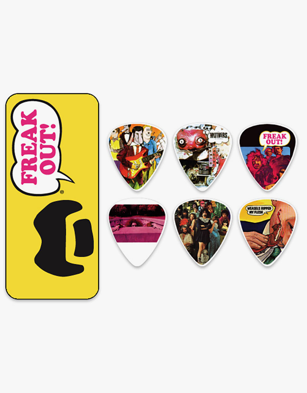 Набор медиаторов Dunlop ZAPPT01M Zappa Yellow Pick Tin, 6 шт в кробоке - купить в "Гитарном Клубе"
