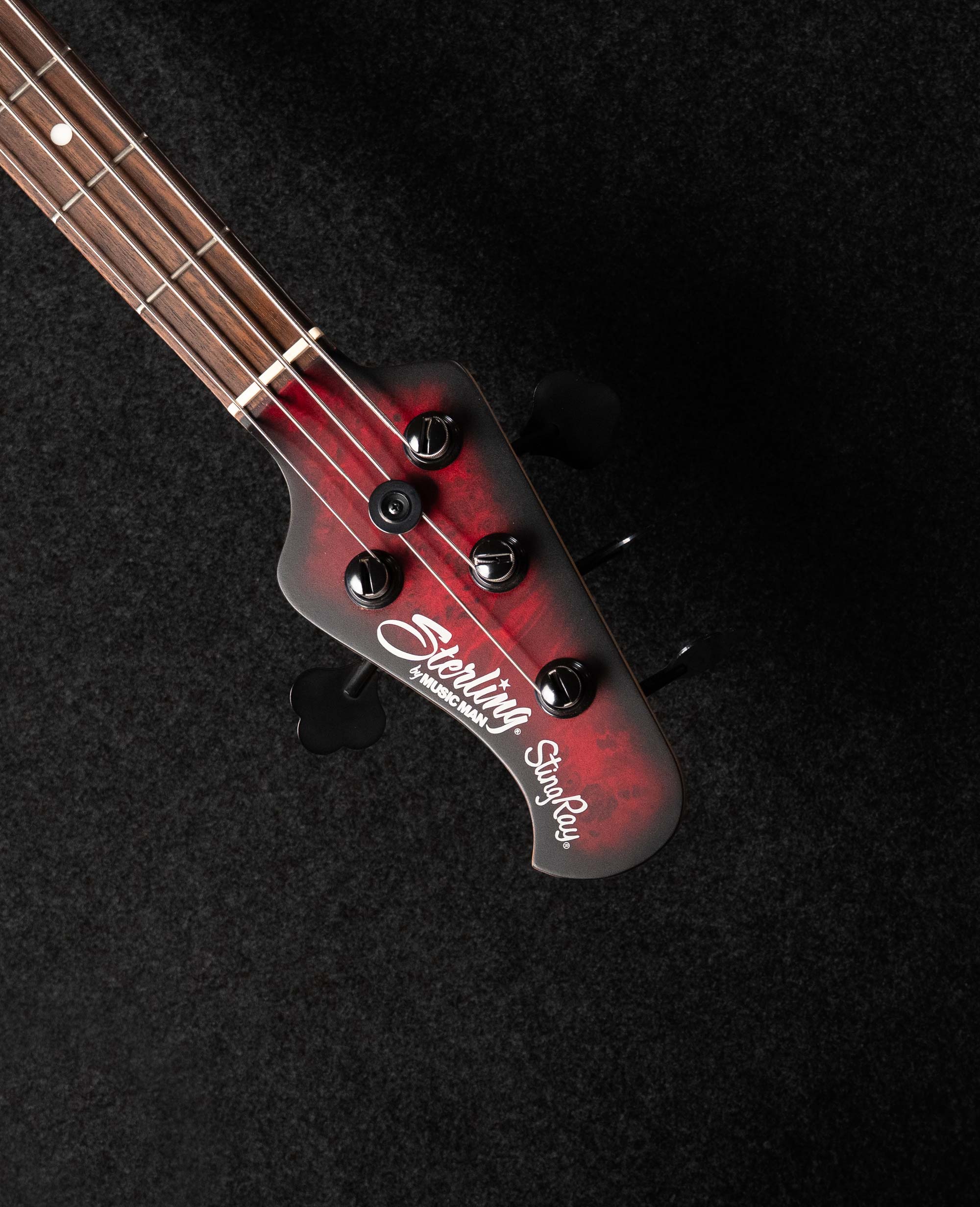 Бас-гитара Sterling StingRay RAY34PB, Poplar Burl Top, Dark Scarlet Burst Satin - купить в "Гитарном Клубе"