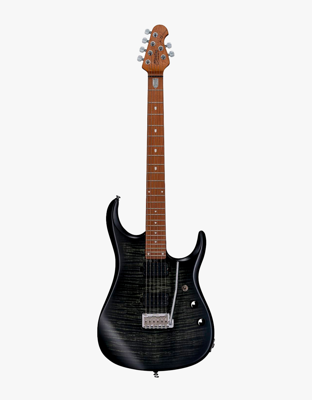 Электрогитара Sterling JP15 Signature in Flame Maple Trans Black Satin - купить в "Гитарном Клубе"